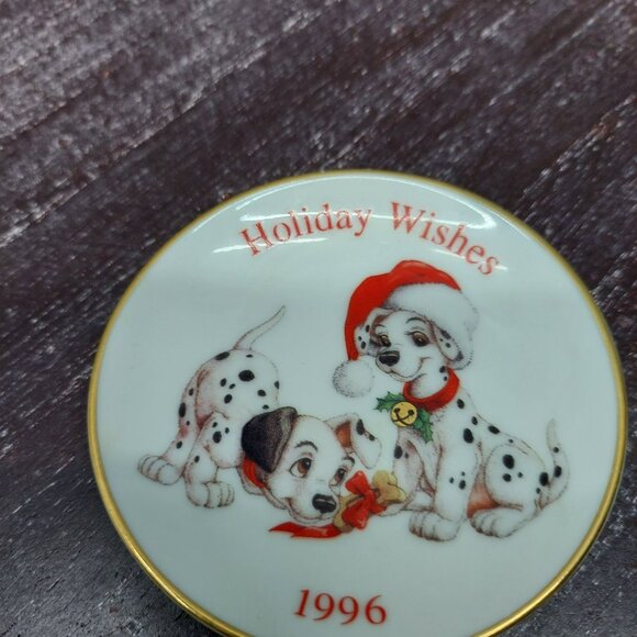 Vintage 1996 Disney 101 Dalmatians Holiday Wishes Collectors Keepsake Porcelain - Picture 3 of 5